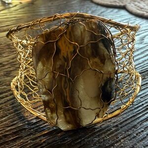 Artistic Wire Cuff Bracelet with Stone